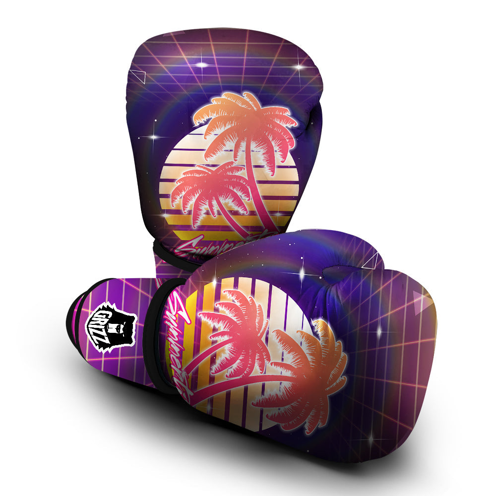 Retro Futuristic Palms Summer Time Print Boxing Gloves-grizzshop