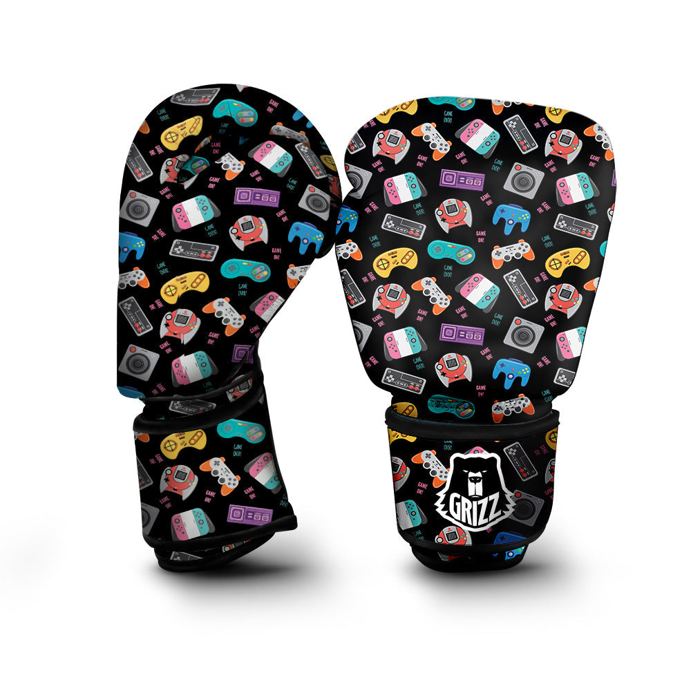 Retro Video Game Controller Print Pattern Boxing Gloves-grizzshop
