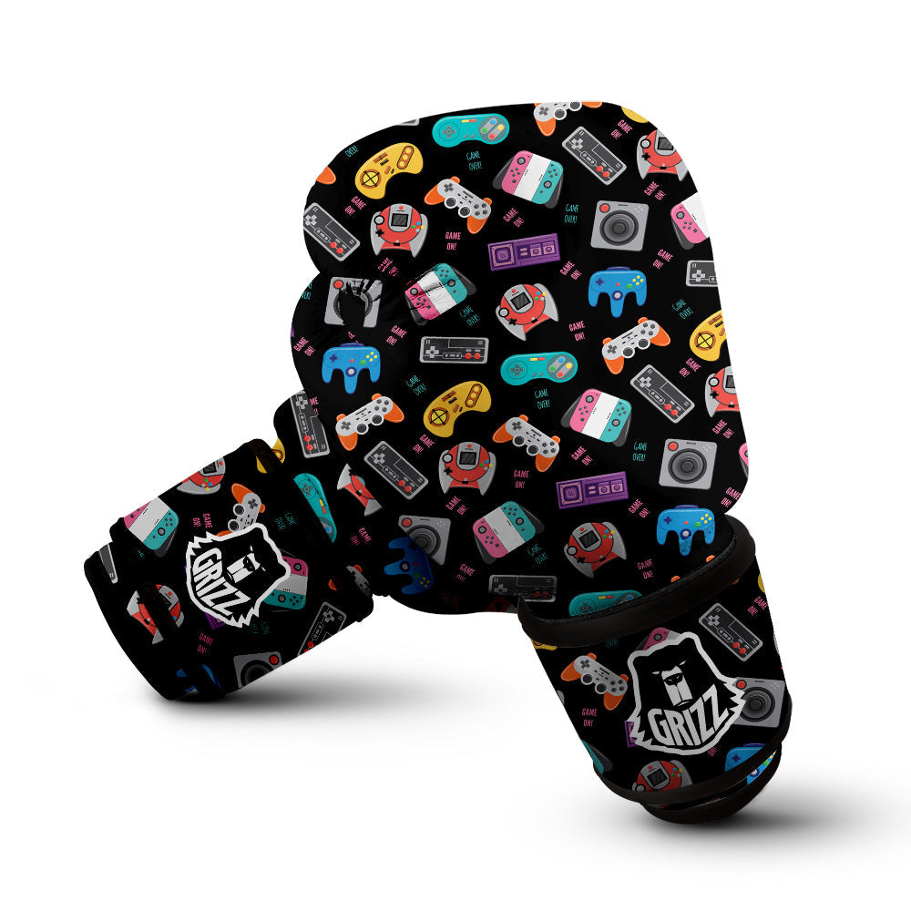 Retro Video Game Controller Print Pattern Boxing Gloves-grizzshop