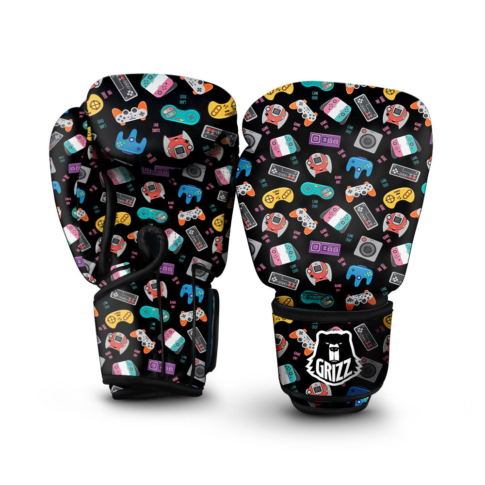 Retro Video Game Controller Print Pattern Boxing Gloves-grizzshop