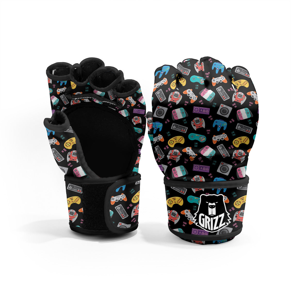 Retro Video Game Controller Print Pattern MMA Gloves-grizzshop