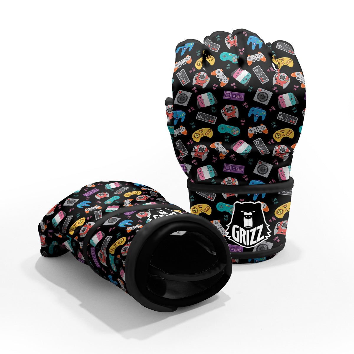 Retro Video Game Controller Print Pattern MMA Gloves-grizzshop