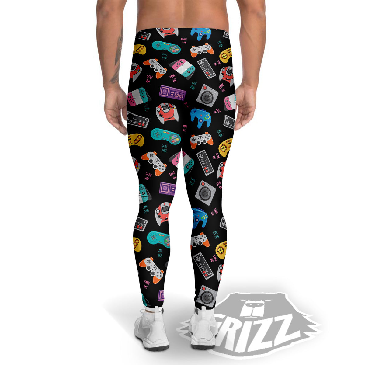 Retro Video Game Controller Print Pattern Men's Leggings-grizzshop