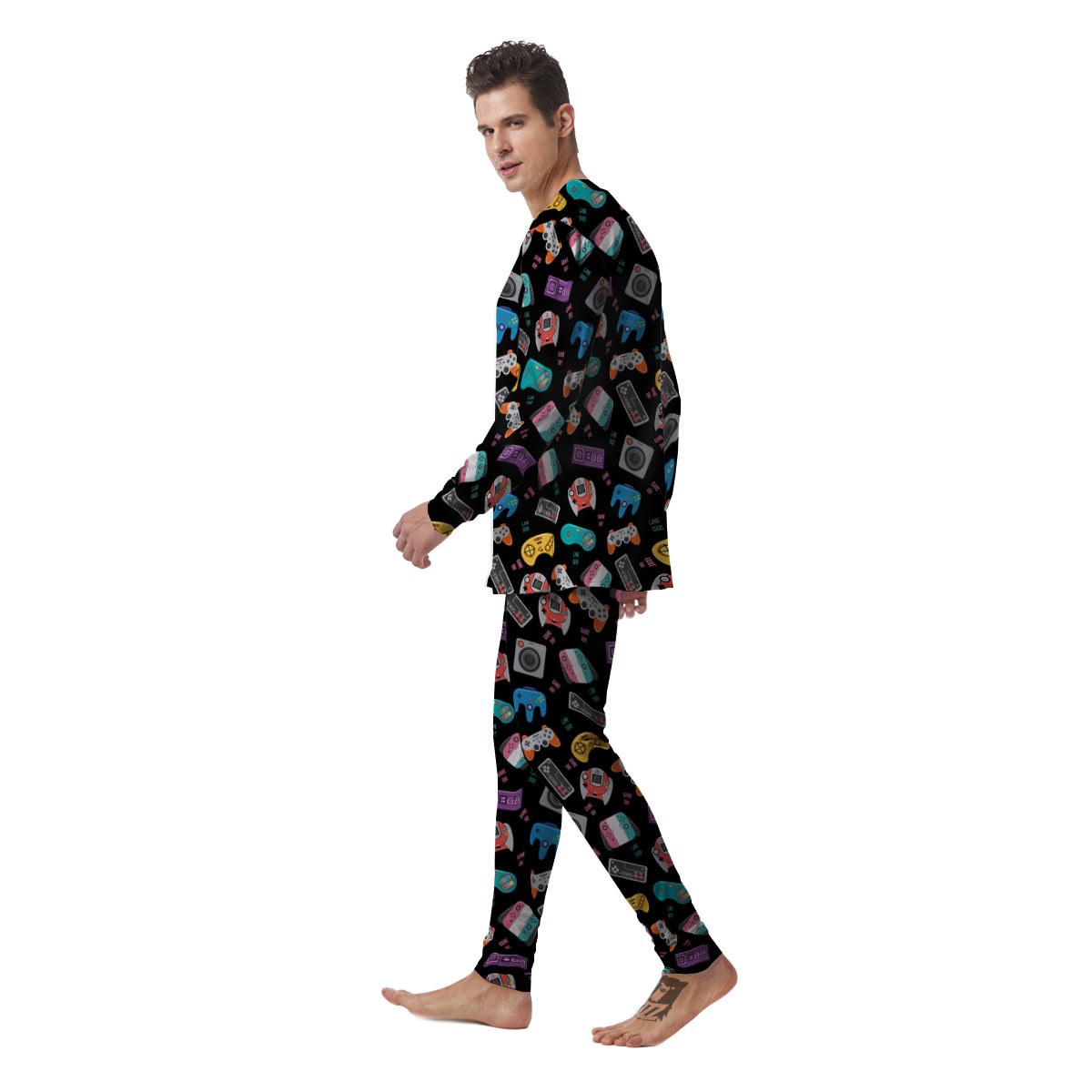 Retro Video Game Controller Print Pattern Men's Pajamas-grizzshop