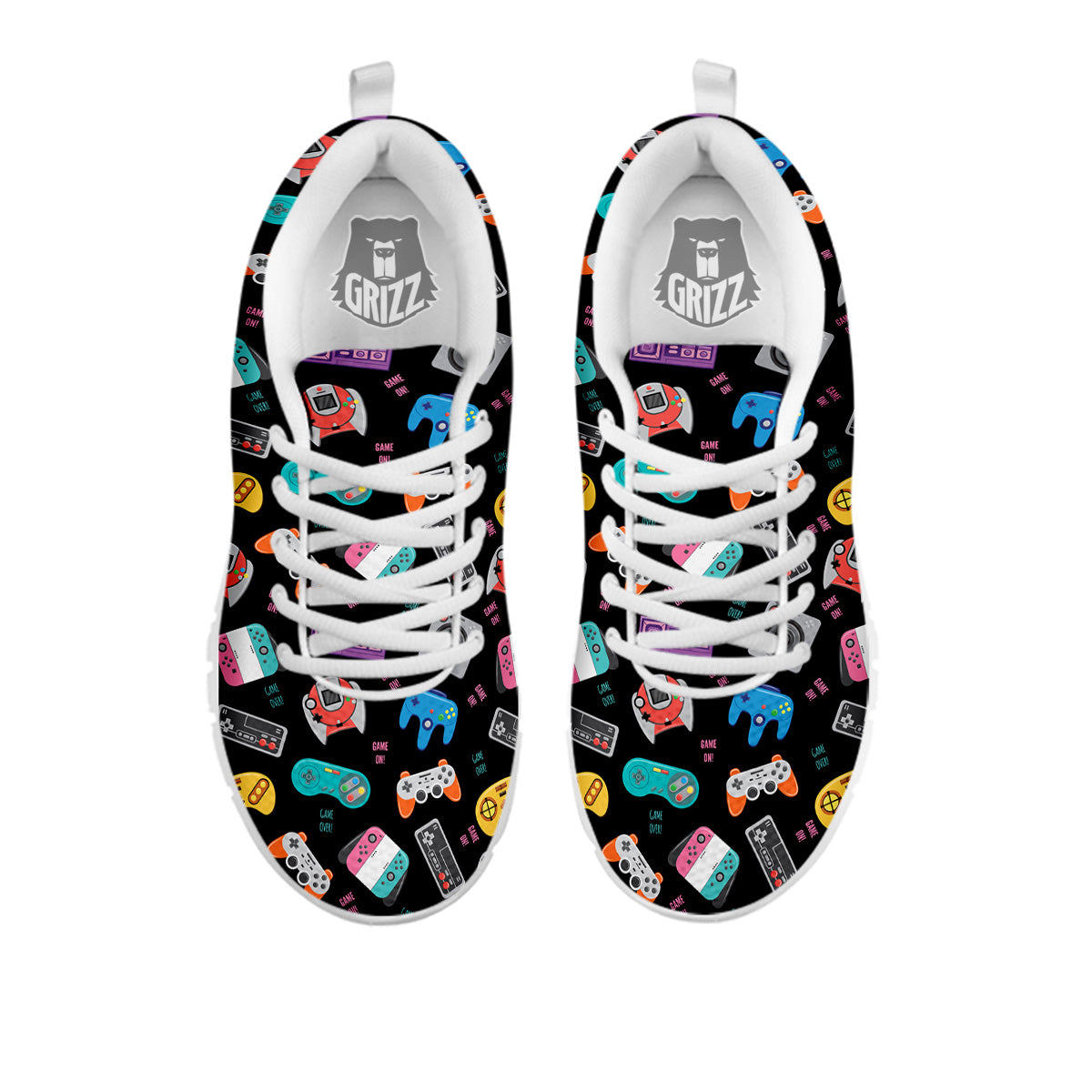 Retro Video Game Controller Print Pattern White Sneaker-grizzshop
