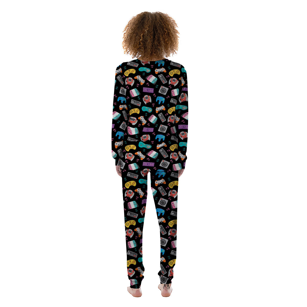 Retro Video Game Controller Print Pattern Women's Pajamas-grizzshop