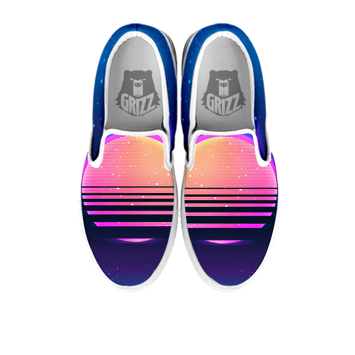Retro Vintage Sun Print White Slip On Shoes-grizzshop
