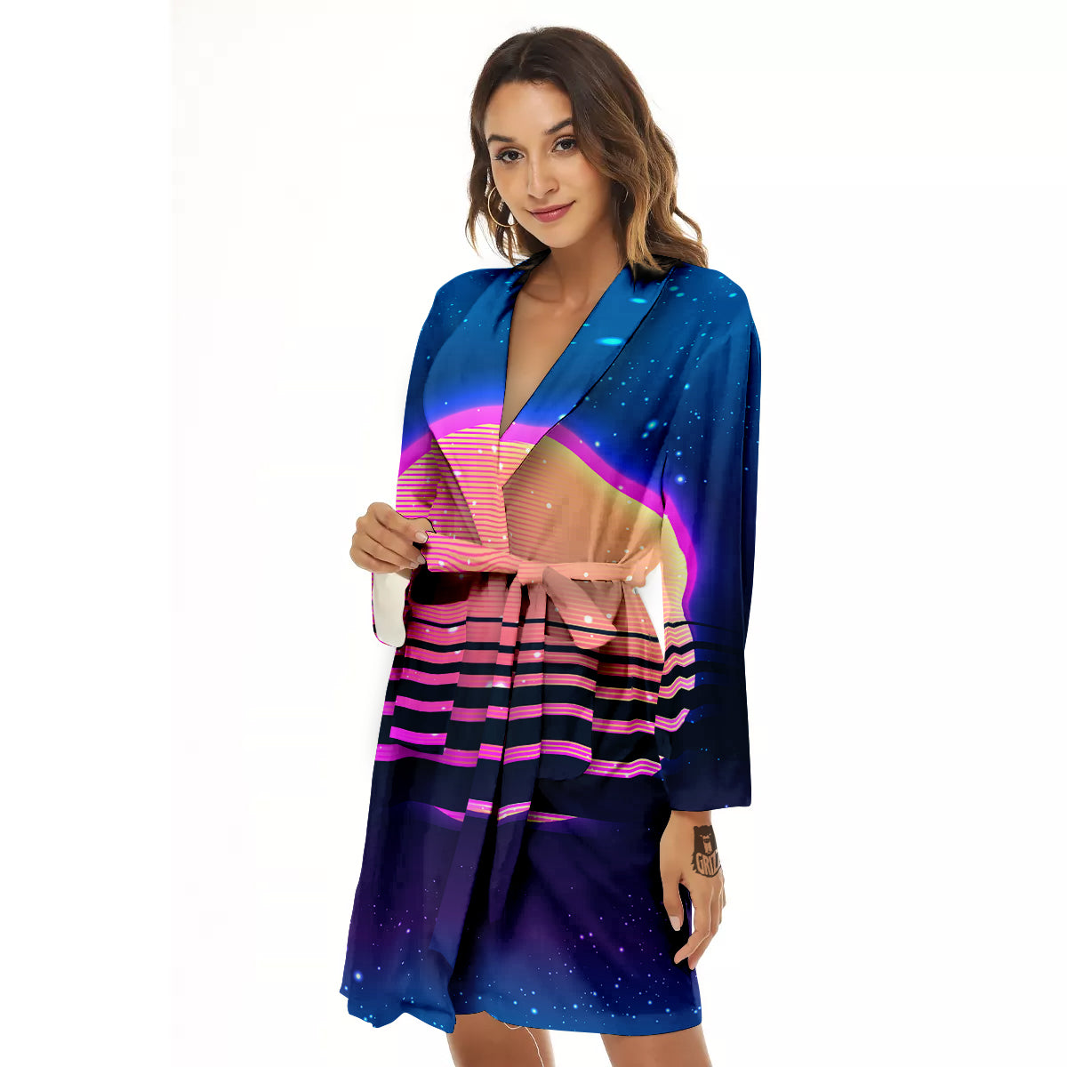 Retro Vintage Sun Print Women's Robe-grizzshop