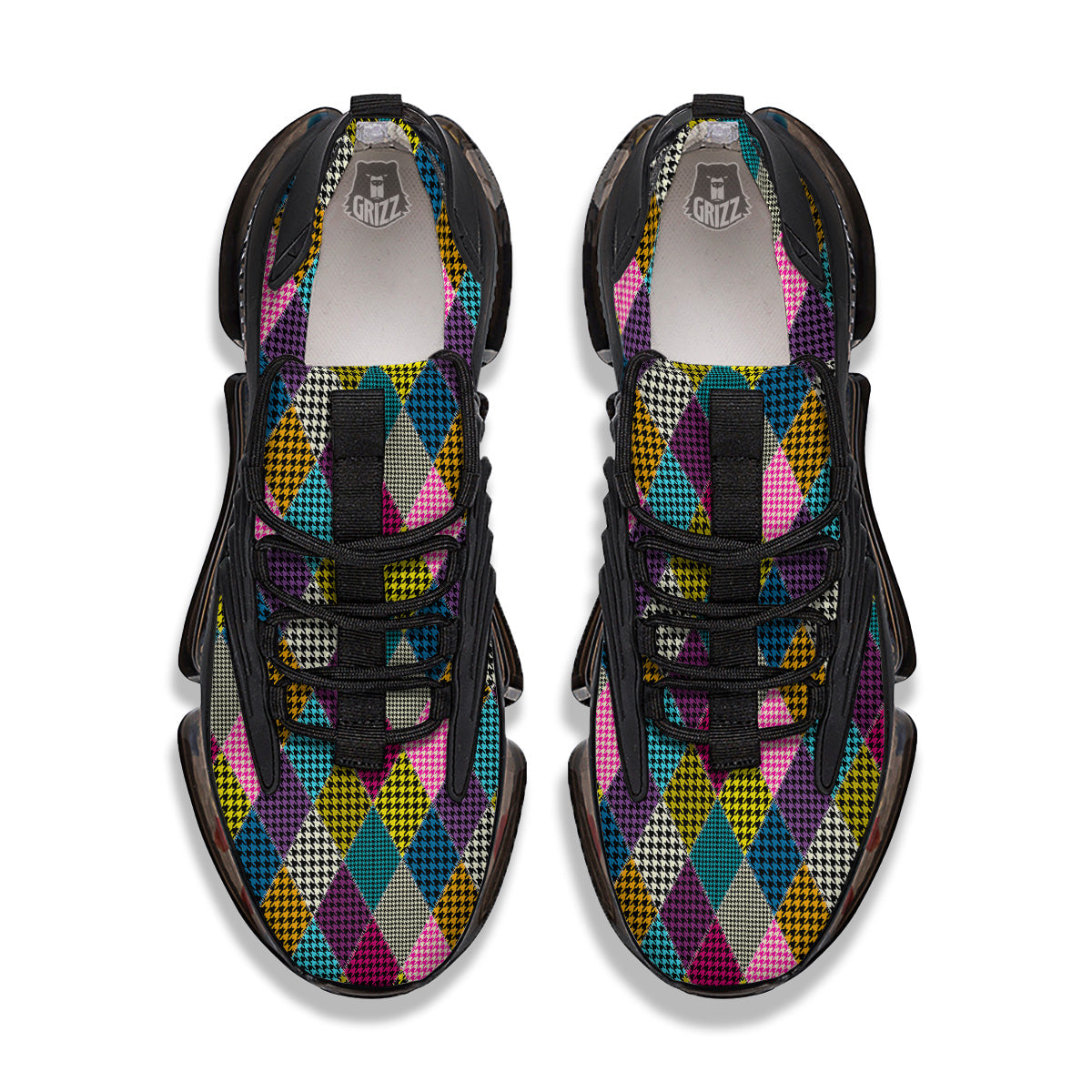 Rhombuses Houndstooth Colorful Print Pattern Black Gym Shoes-grizzshop