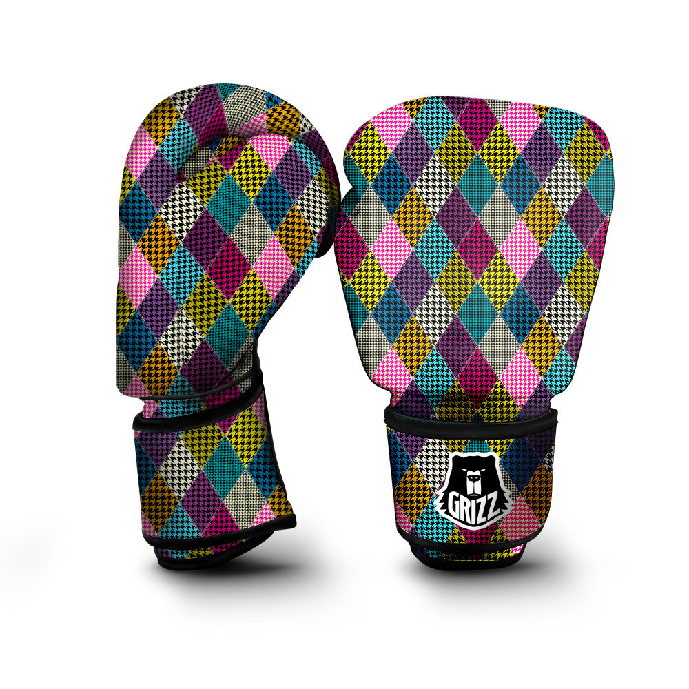 Rhombuses Houndstooth Colorful Print Pattern Boxing Gloves-grizzshop