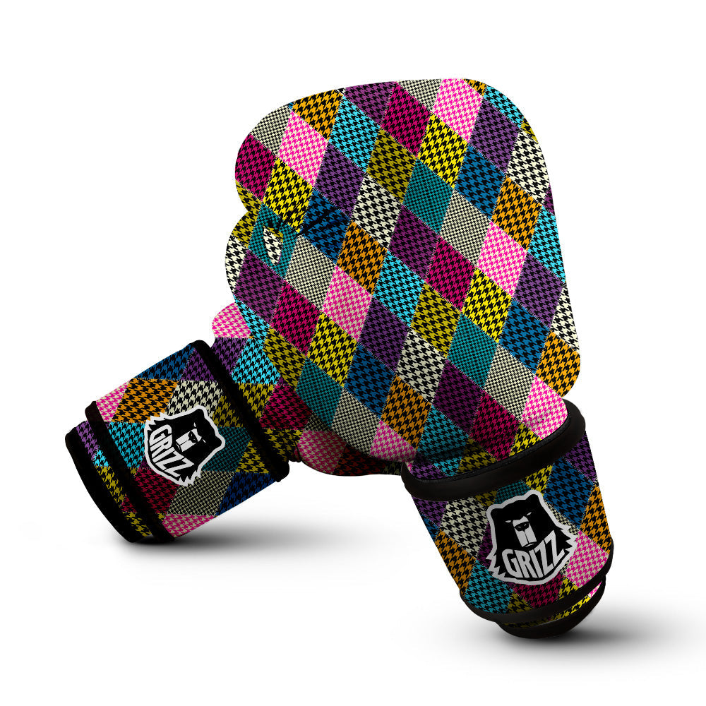Rhombuses Houndstooth Colorful Print Pattern Boxing Gloves-grizzshop
