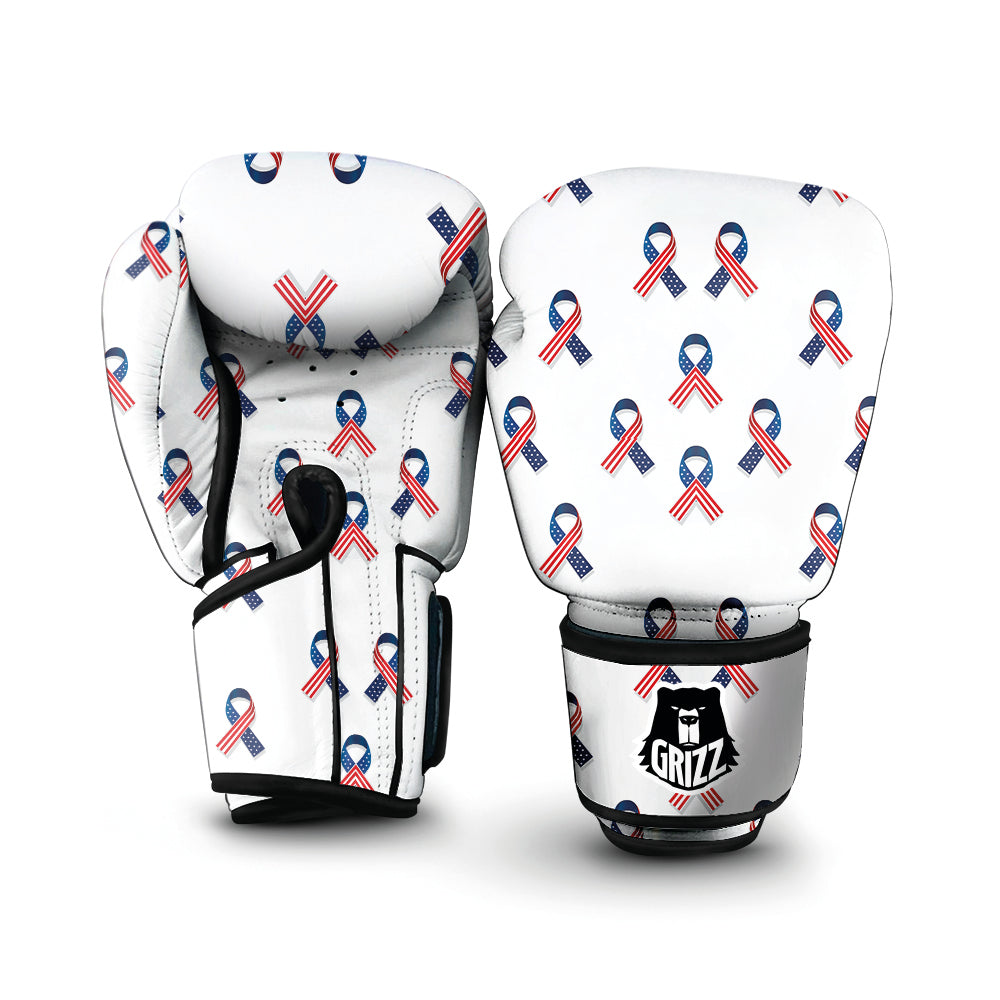 Ribbon American Flag Print Pattern Boxing Gloves-grizzshop