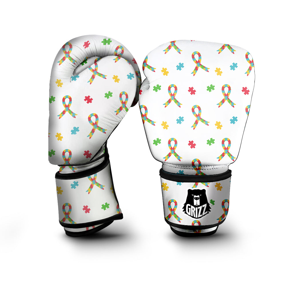 Ribbon Autism Awareness Print Pattern Boxing Gloves-grizzshop