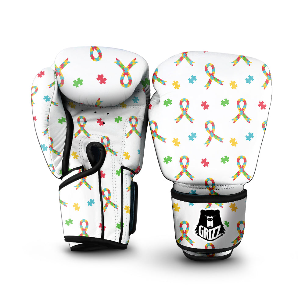 Ribbon Autism Awareness Print Pattern Boxing Gloves-grizzshop