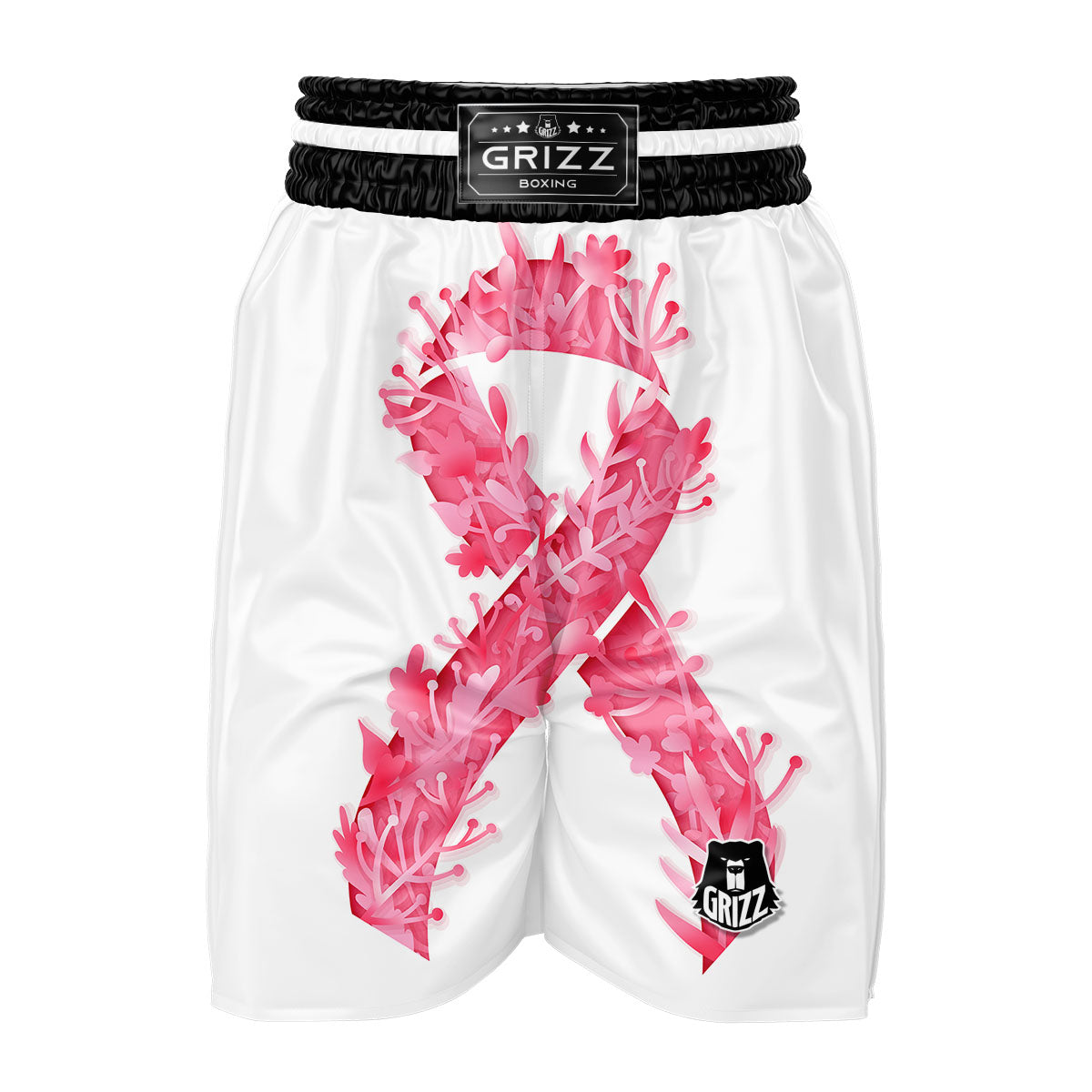 Ribbon Flower Pink Breast Cancer Print Boxing Shorts-grizzshop