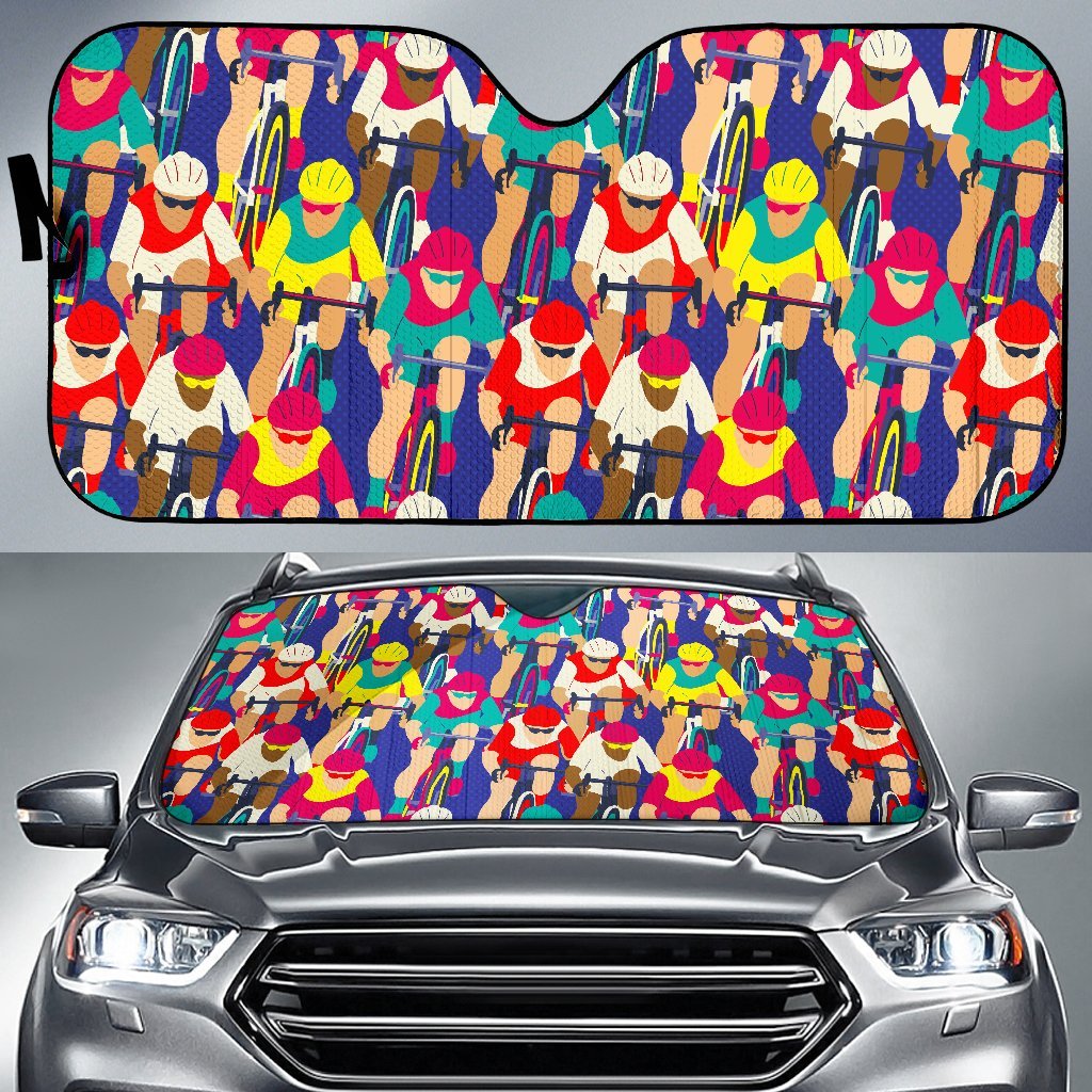 Ride Bicycle Pattern Print Car Sun Shade-grizzshop