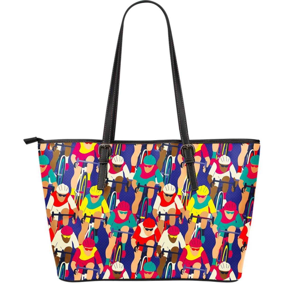 Ride Bicycle Pattern Print Leather Tote Bag-grizzshop