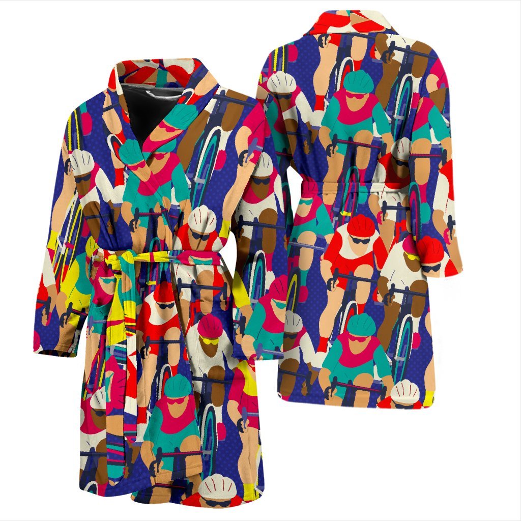 Ride Bicycle Pattern Print Men Long Robe-grizzshop