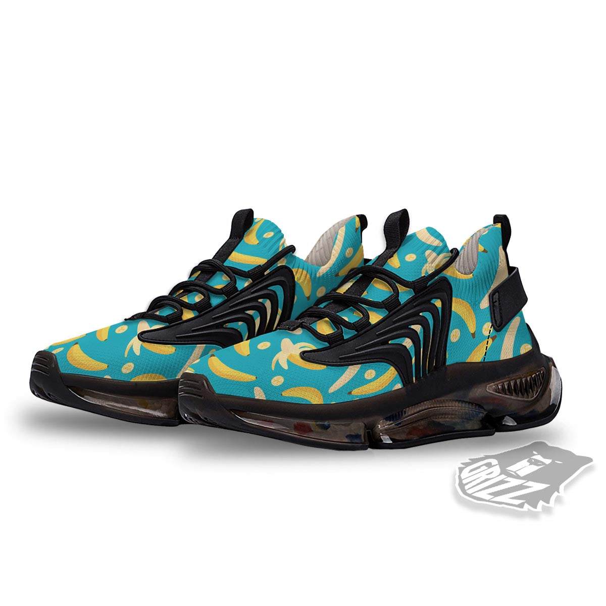 Ripe Banana Print Pattern Black Gym Shoes-grizzshop