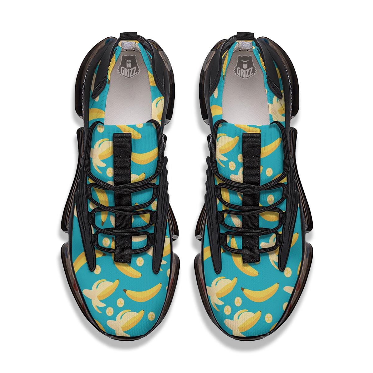 Ripe Banana Print Pattern Black Gym Shoes-grizzshop
