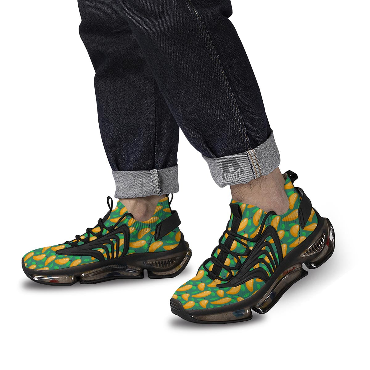 Ripe Mango Fruit Print Pattern Black Gym Shoes-grizzshop