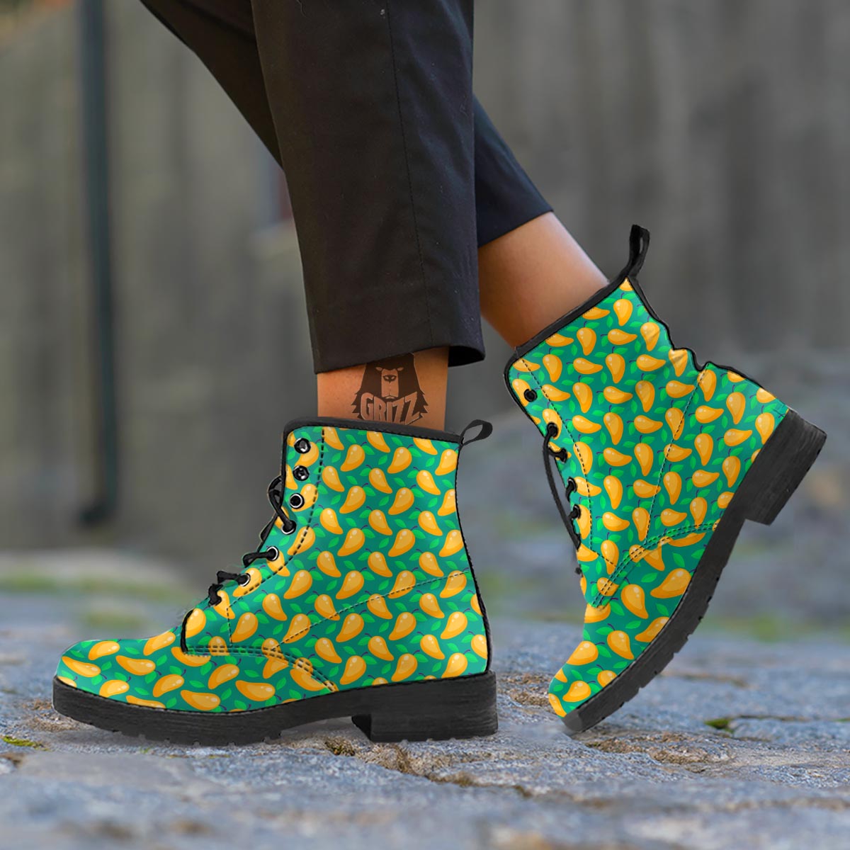 Ripe Mango Fruit Print Pattern Leather Boots-grizzshop