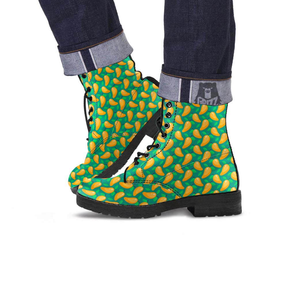 Ripe Mango Fruit Print Pattern Leather Boots-grizzshop