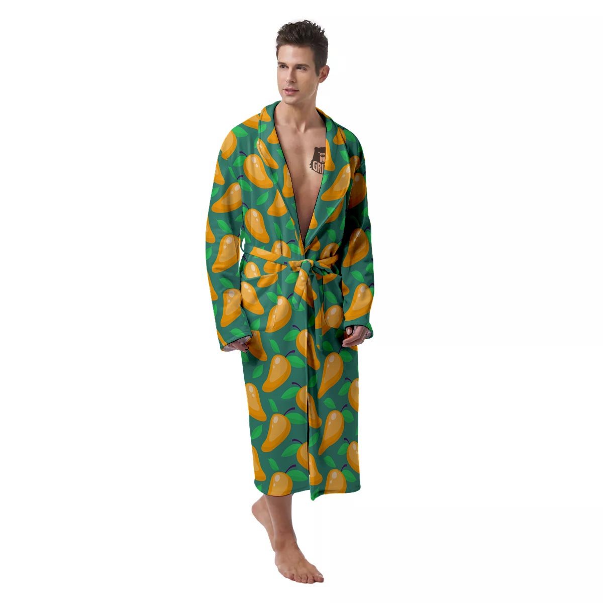 Ripe Mango Fruit Print Pattern Men's Robe-grizzshop