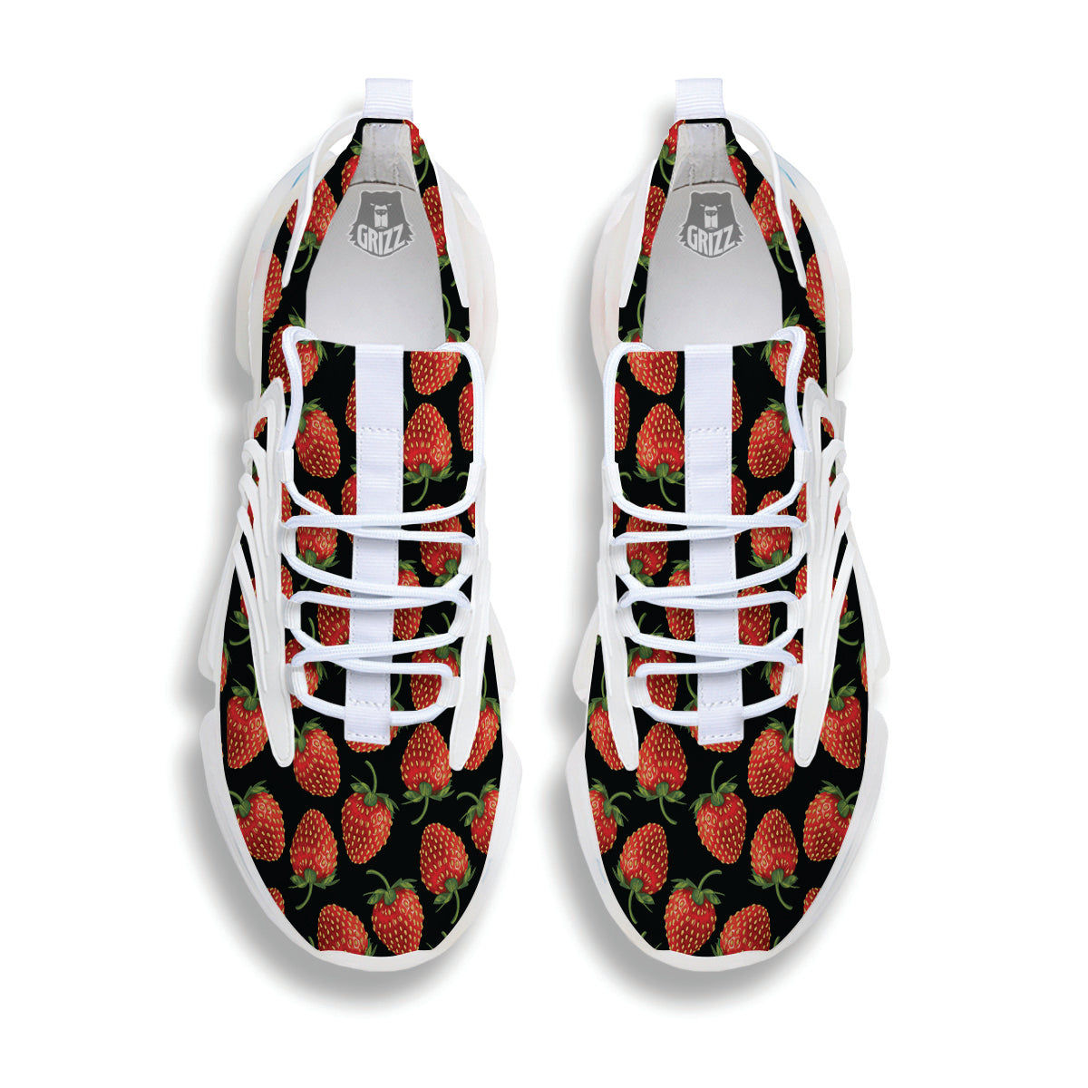 Ripe Strawberries Print Pattern White Gym Shoes-grizzshop