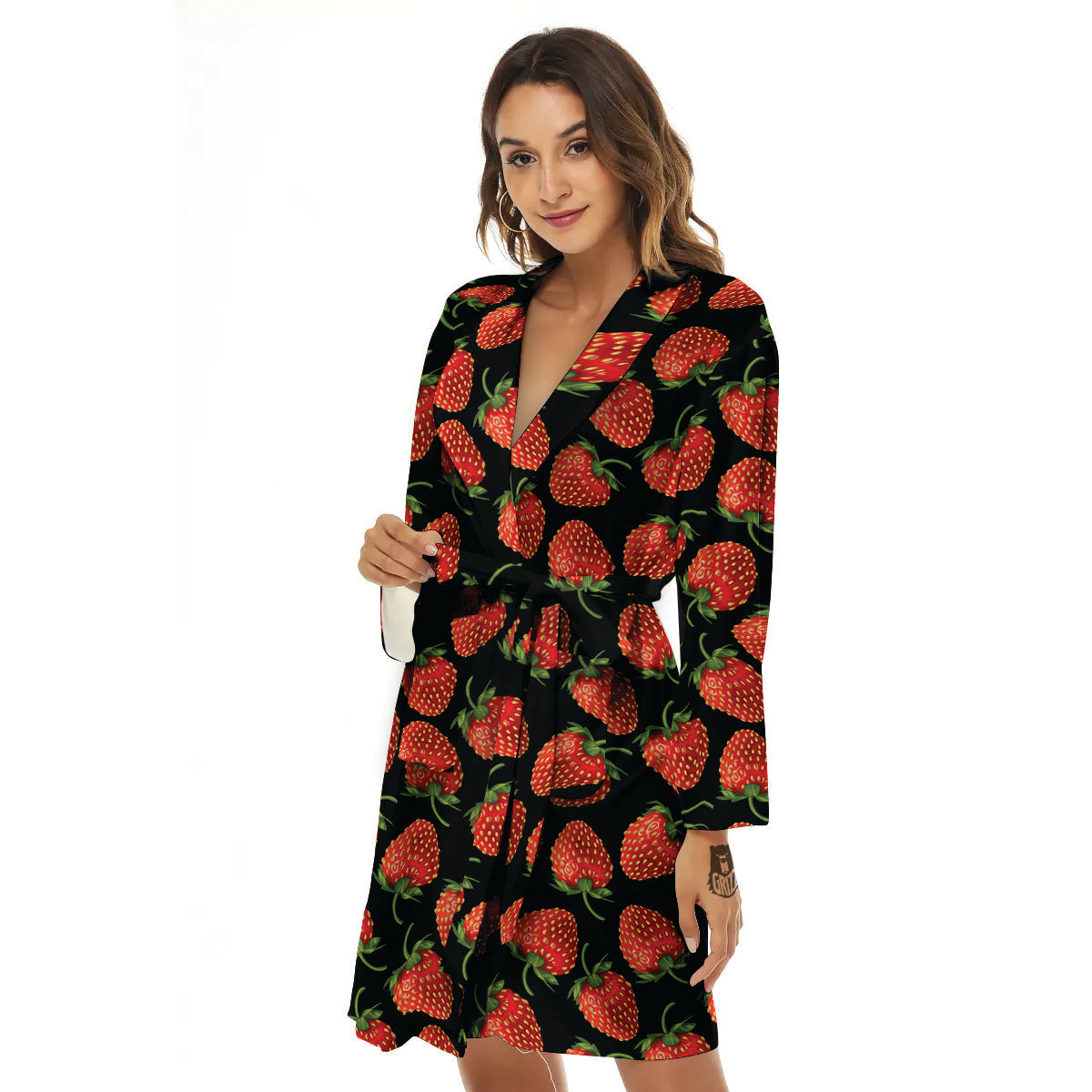 Ripe Strawberries Print Pattern Women's Robe-grizzshop
