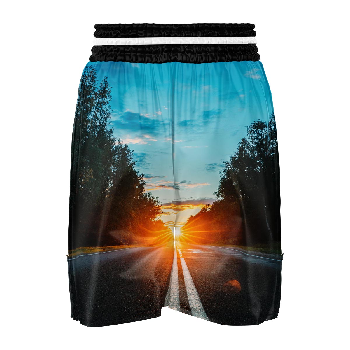 Road Sunrise Print Boxing Shorts-grizzshop