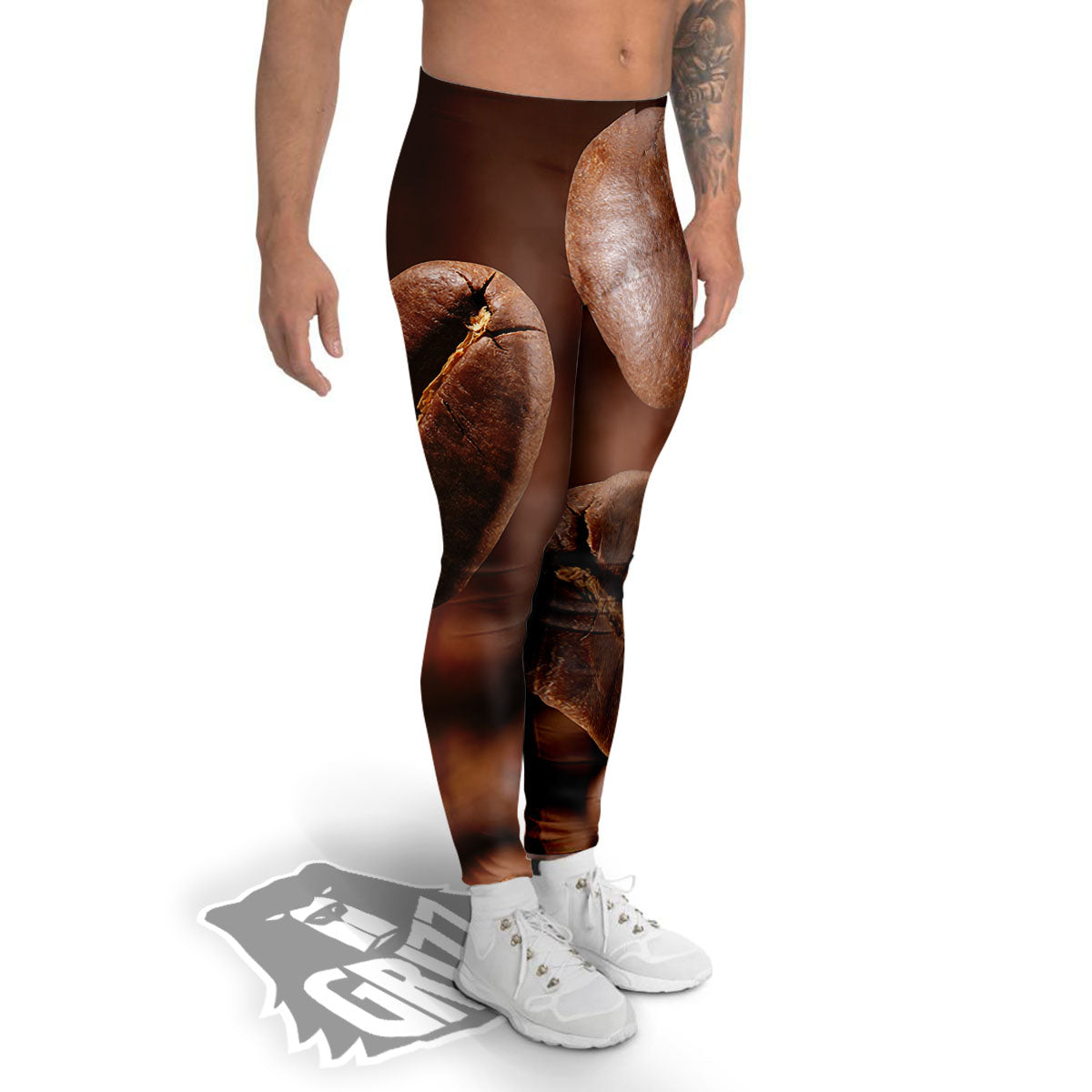 Roasted Coffee Bean Print Men's Leggings-grizzshop