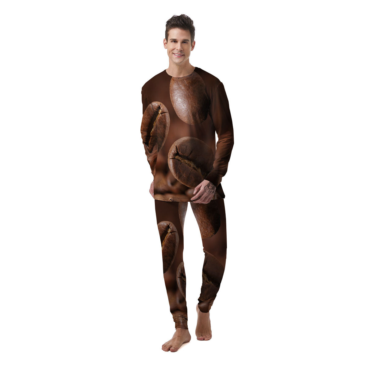 Roasted Coffee Bean Print Men's Pajamas-grizzshop