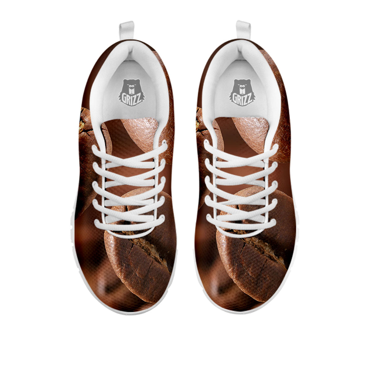 Roasted Coffee Bean Print White Sneaker-grizzshop