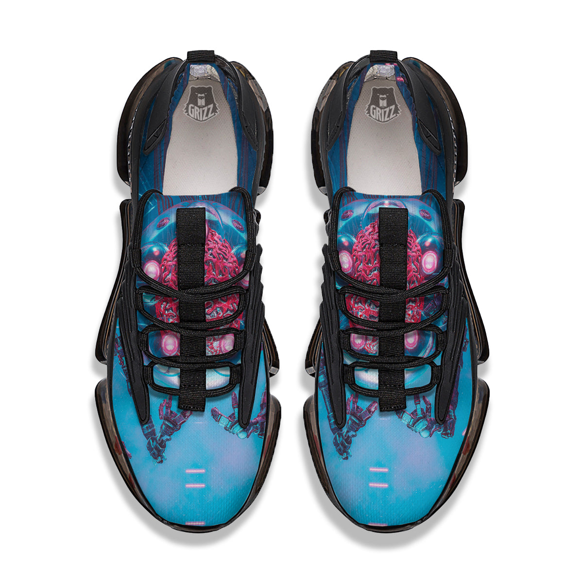 Robot Brain Machine Print Black Gym Shoes-grizzshop