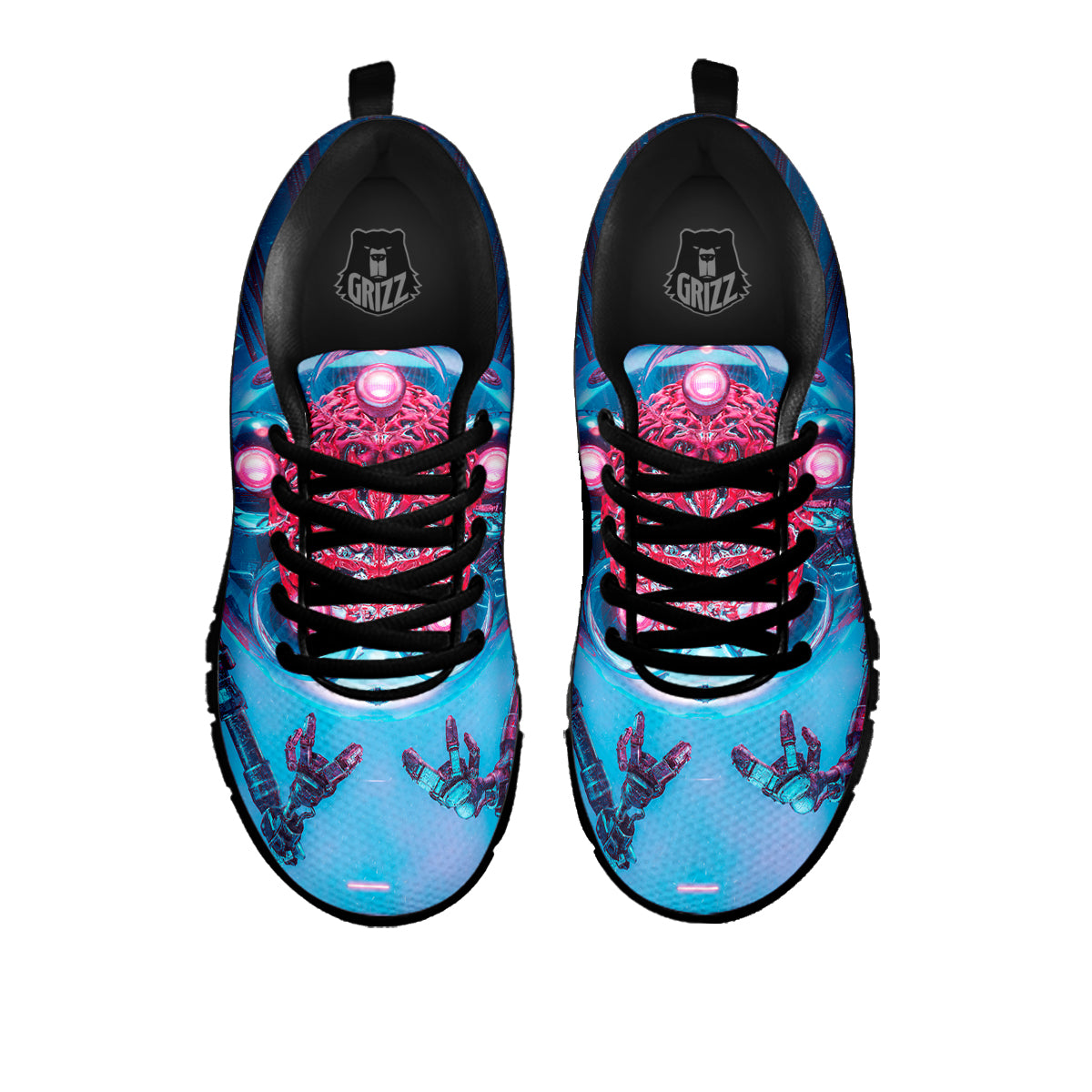Robot Brain Machine Print Black Sneaker-grizzshop