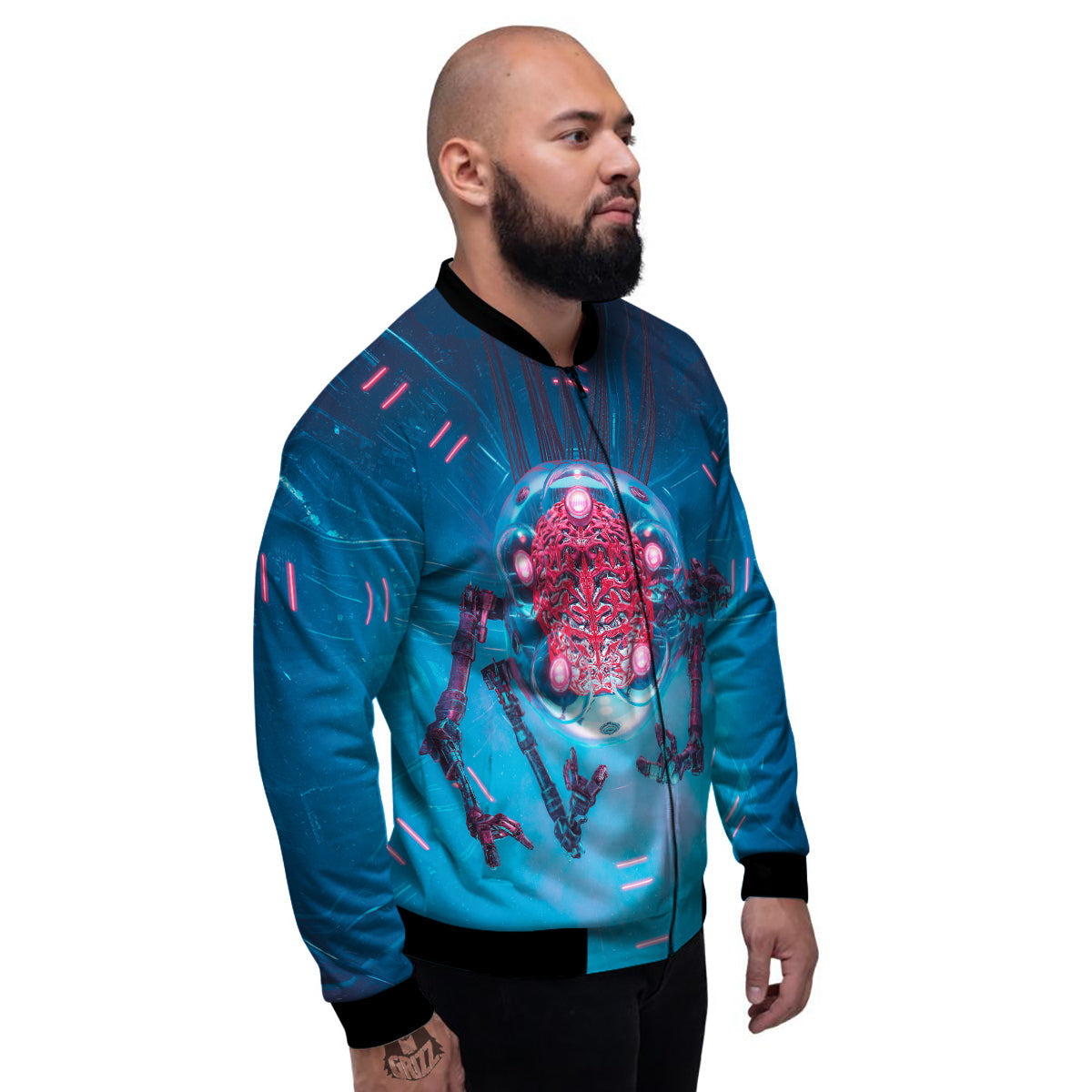 Robot Brain Machine Print Men's Bomber Jacket-grizzshop