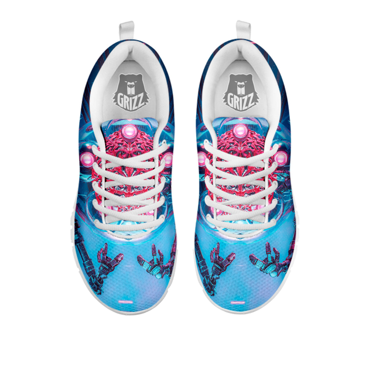 Robot Brain Machine Print White Sneaker-grizzshop