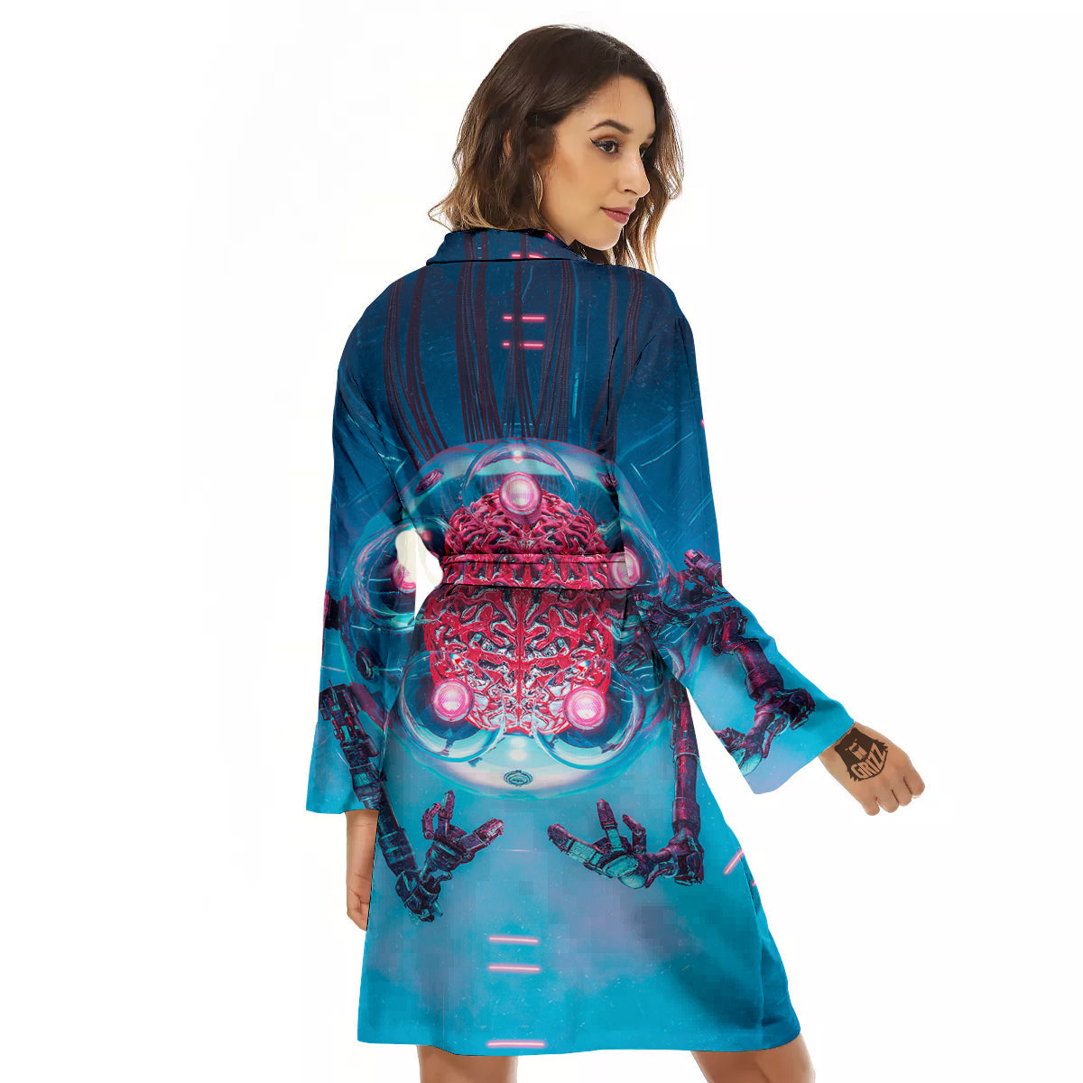 Robot Brain Machine Print Women's Robe-grizzshop