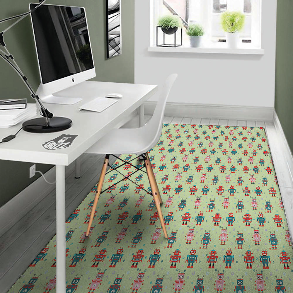Robot Colorful Print Pattern Floor Mat-grizzshop