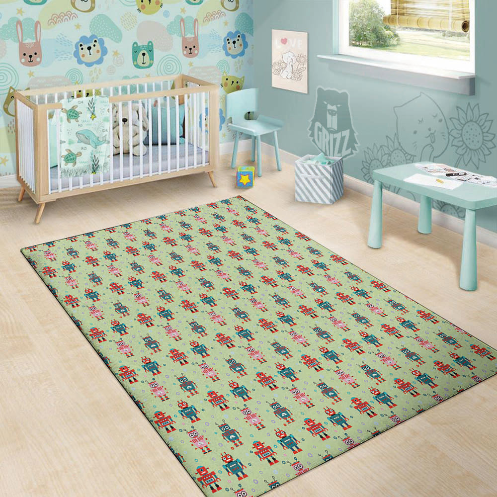 Robot Colorful Print Pattern Floor Mat-grizzshop