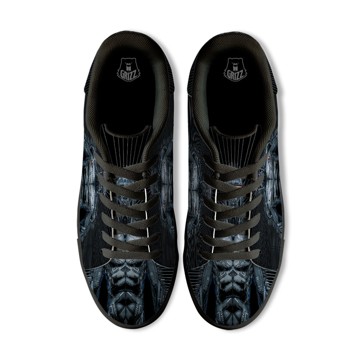 Robot Connection Print Black Low Top Sneakers-grizzshop