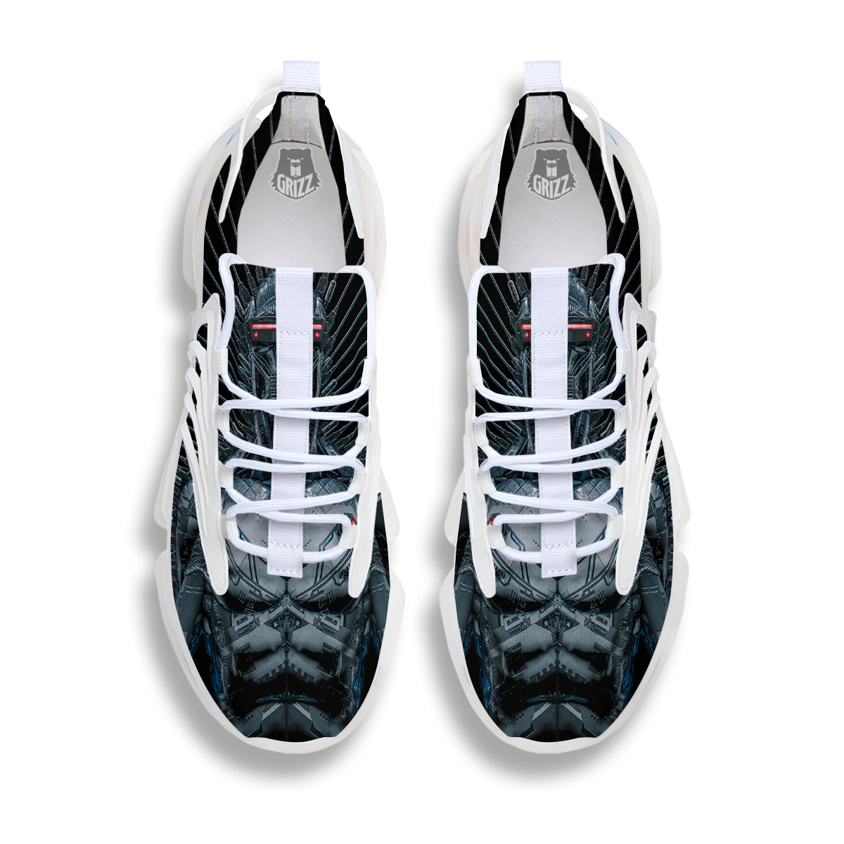 Robot Connection Print White Gym Shoes-grizzshop