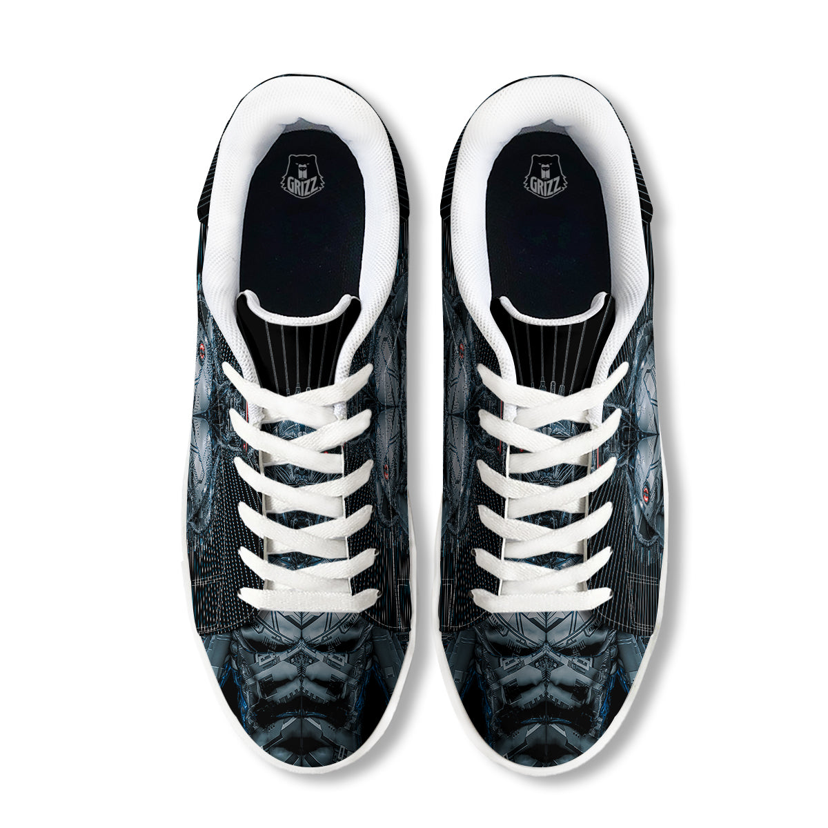 Robot Connection Print White Low Top Sneakers-grizzshop
