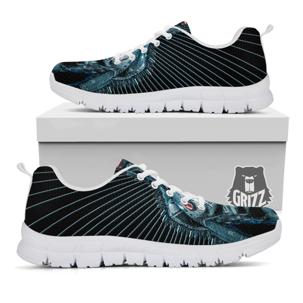 Robot Connection Print White Sneaker-grizzshop