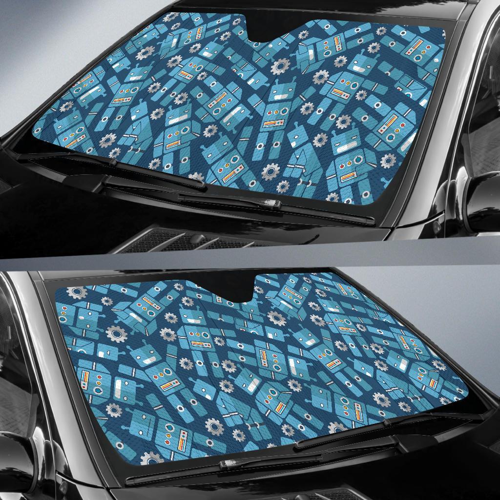 Robot Cyborg Pattern Print Car Sun Shade-grizzshop