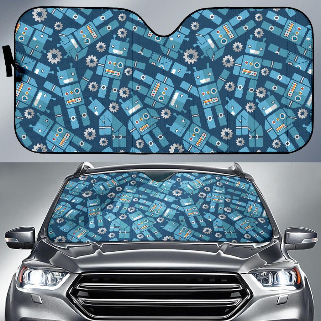 Robot Cyborg Pattern Print Car Sun Shade-grizzshop