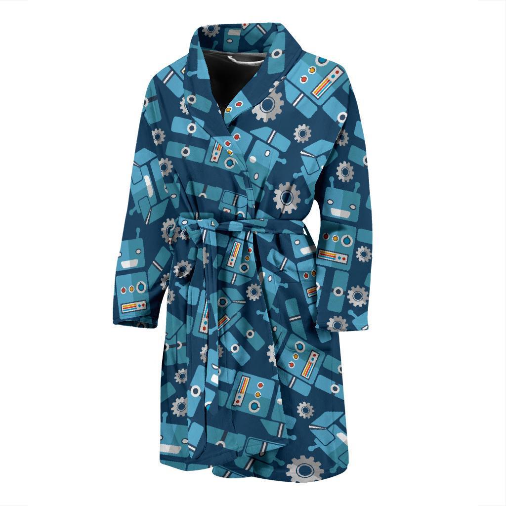 Robot Cyborg Pattern Print Men Long Robe-grizzshop