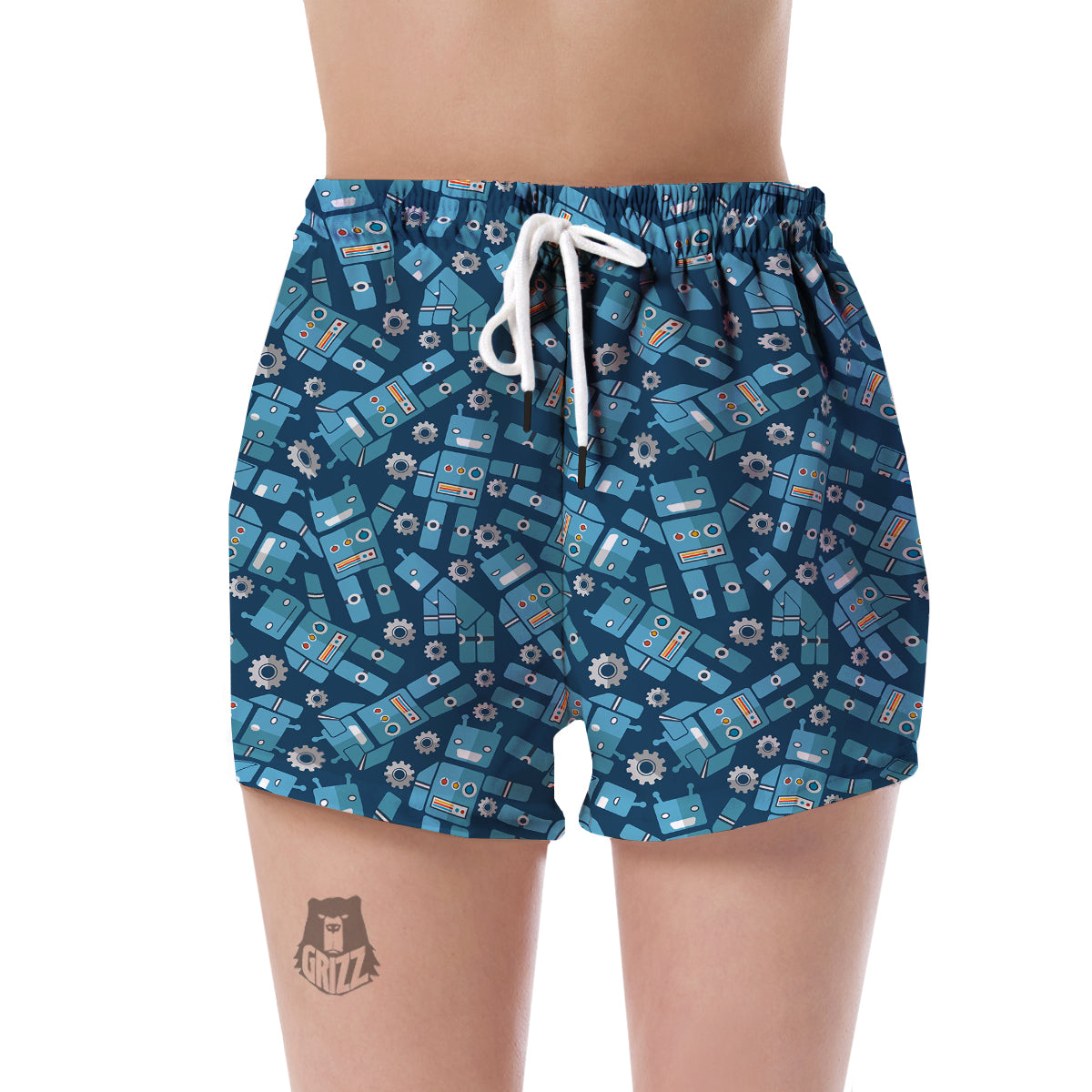 Robot Cyborg Pattern Print Women's Shorts-grizzshop
