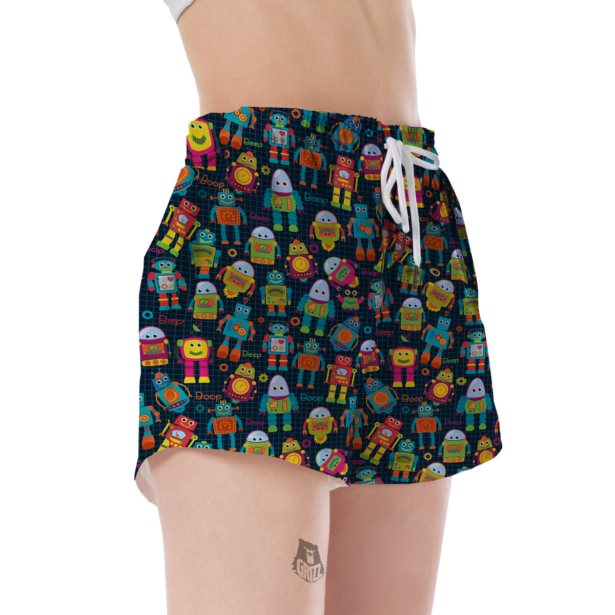 Robot Cyborg Print Pattern Women's Shorts-grizzshop